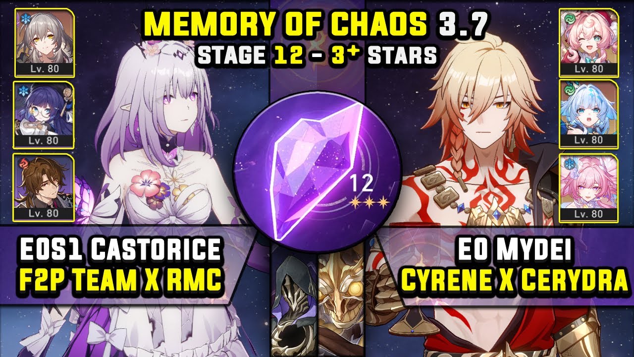 E0 Castorice F2P Team & E0 Mydei Carry W/ Cyrene (3 Stars) Memory Of Chaos 12 Honkai Star Rail 3.7