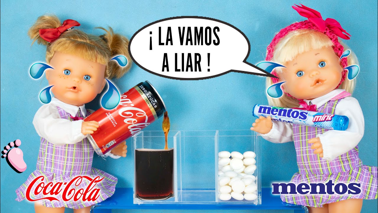 🙈 NOA Y NOÉ mezclan Cocacola con Caramelos MENTOS! 😱 ¡Lio en la escuela de EXPERIMENTOS CASEROS!