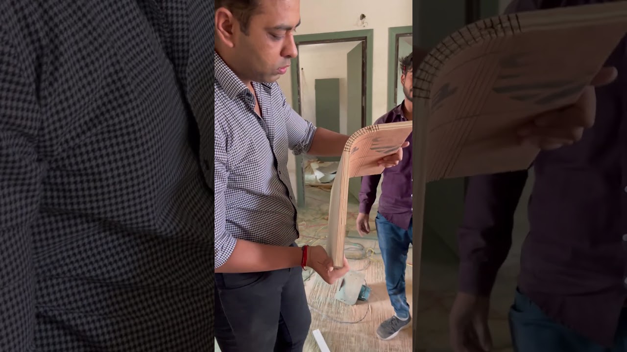 Checkout how to bend the hard ply and solid wood on site progress #interior #design #youtube
