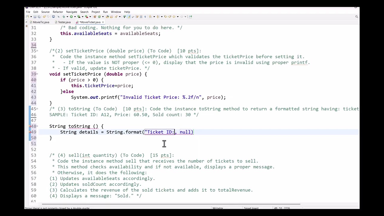 CMPS251 Sample Quiz#2: Classes and Objects, Methods, Constructors, Static, toString, Overload, etc