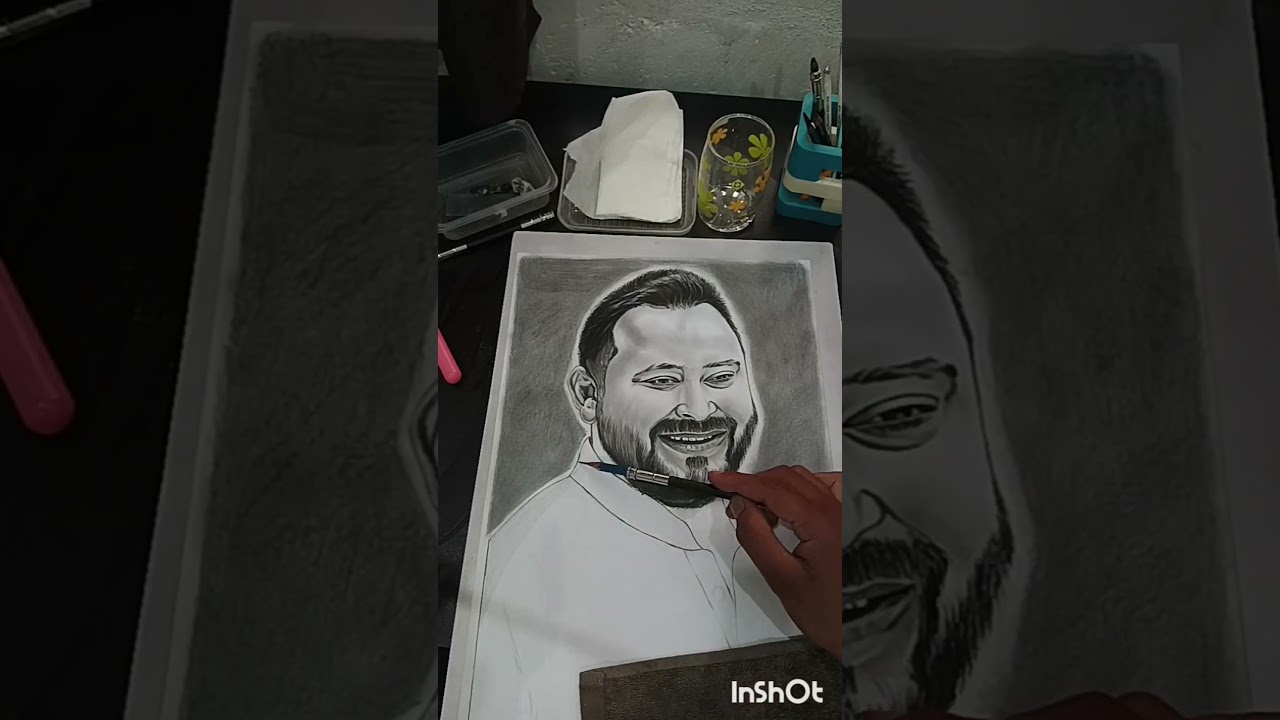 How to make Hair and complete sketch of Tejashwiyadav 