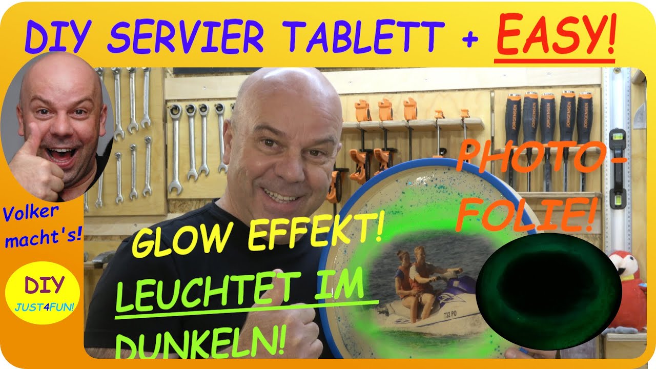 DIY 👻TABLETT FOTO AUF HOLZ - 🖐- GLOW IN THE DARK! 🌟LEUCHTEFFEKT! ✔ 👌  - SUPER EASY!🏆