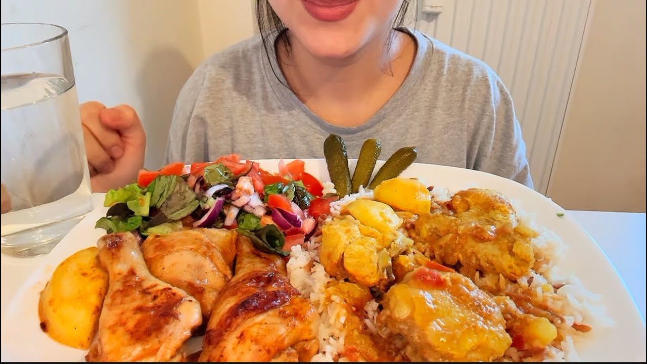 #mukbang #asmr delicious fried chicken and rice