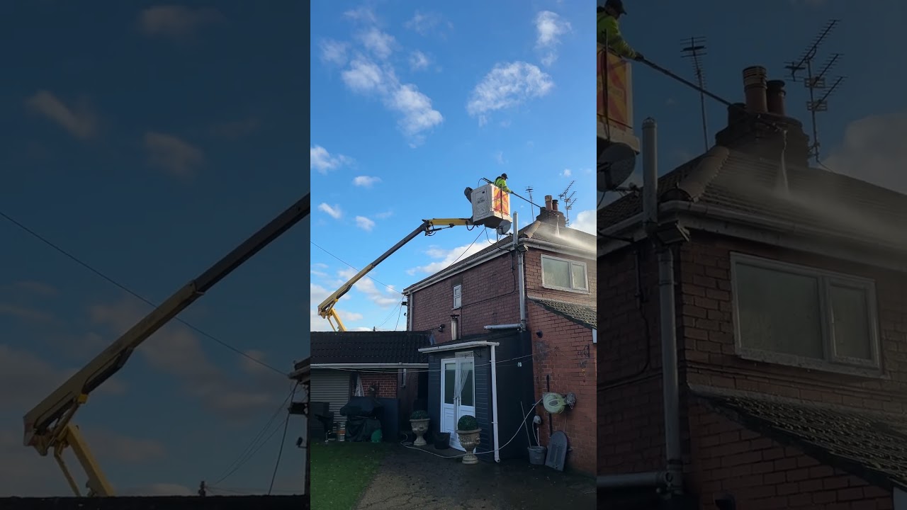 Cherry picker hire for roof clean #home #roofing #diy #jetwashing #steamcleaning #cherrypicker