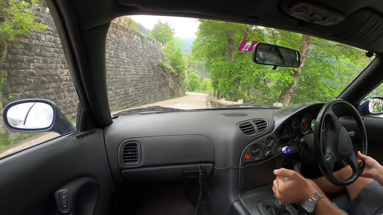 Mazda RX-7 FD RHD JDM Col de Turini France Provence Alps mountain road driving In Car Passenger POV
