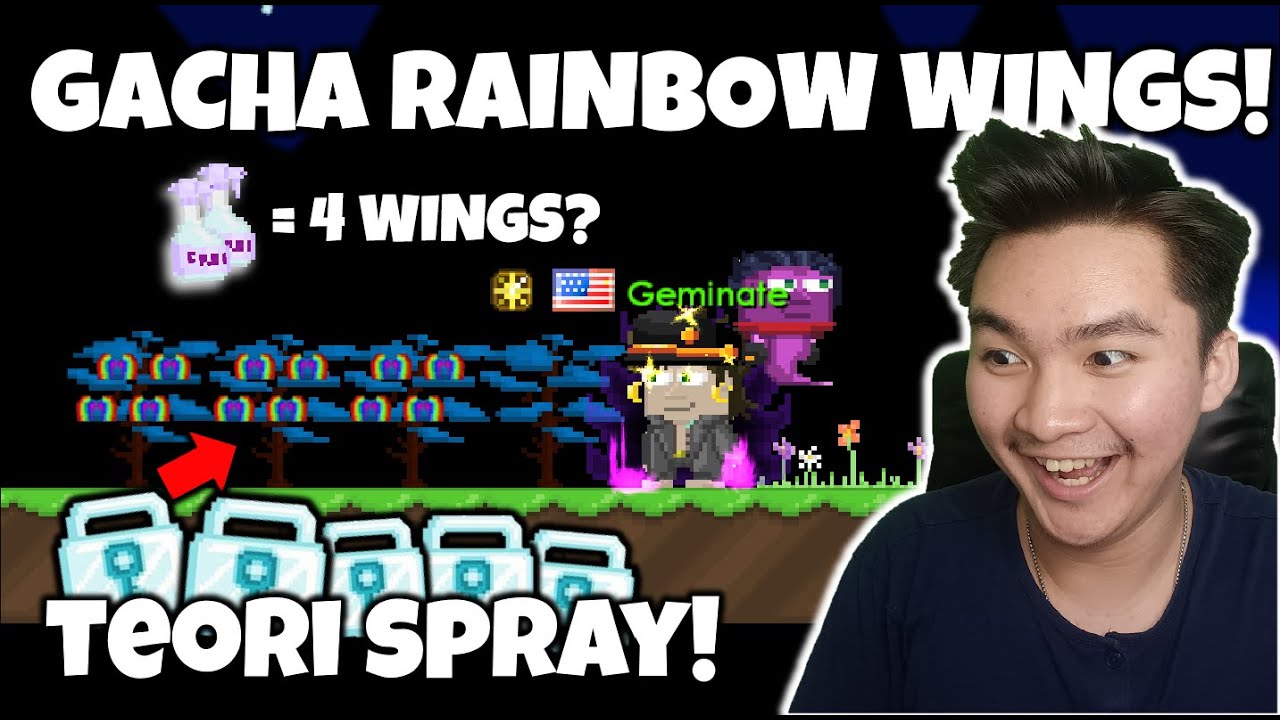 Gacha Rainbow Wings Tree!! Teori Spray = 4 Wings?! | Growtopia Gacha Profit 2023