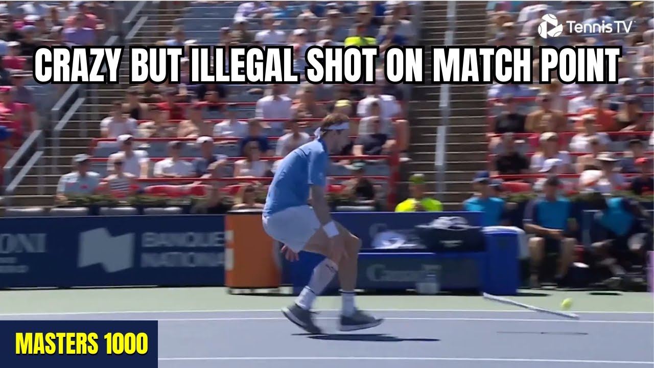One in a million shot but illegal on match point! Funny moment between Bublik and Shelton | Montreal