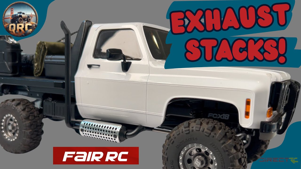 Flatbed FCX18 K10 RC Crawler Gets Exhaust Stacks! @fairrc