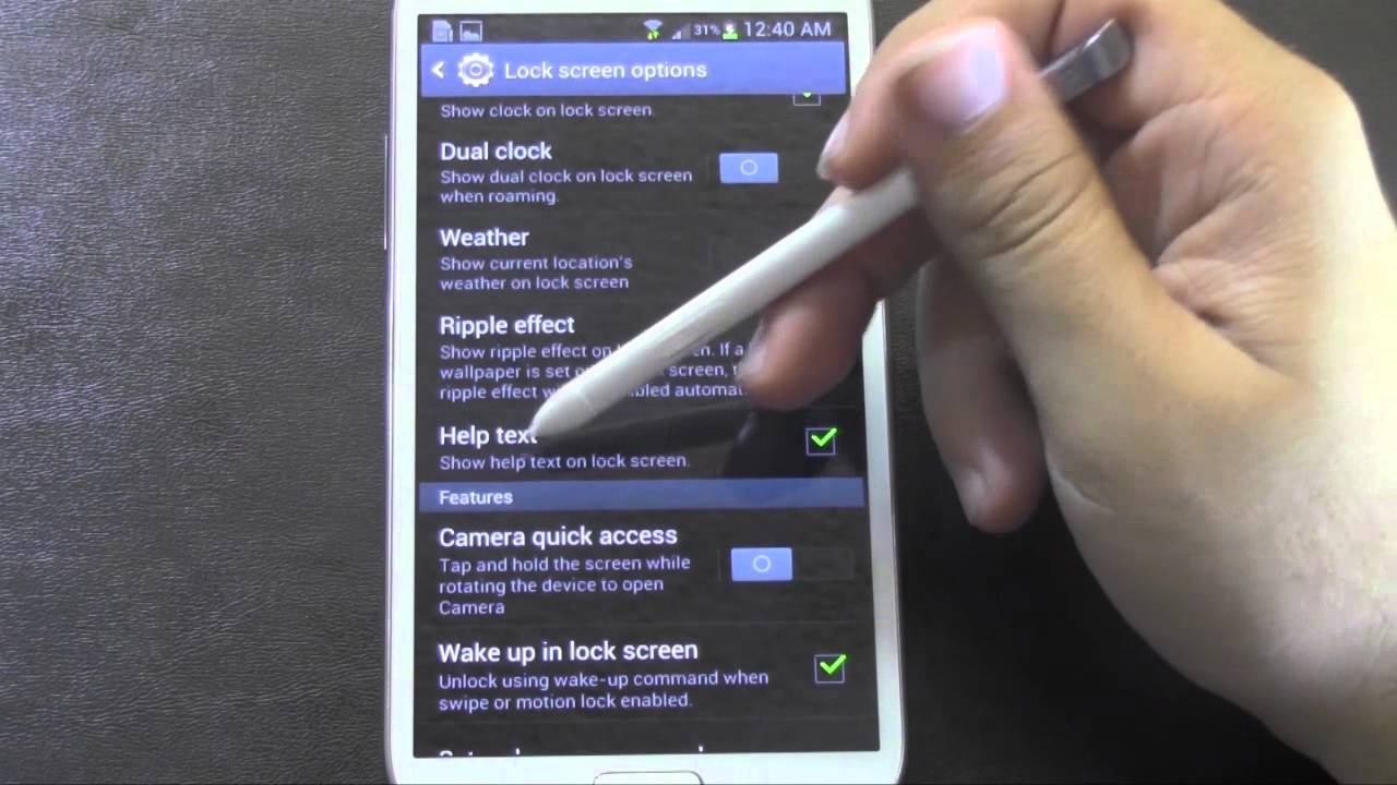 Galaxy Note 2   Lockscreen Settings & Features