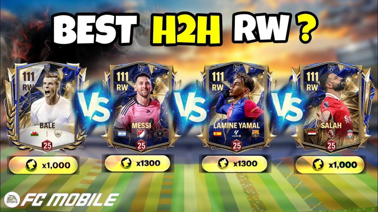 LET'S END THE DEBATE!! BALE VS MESSI VS YAMAL VS SALAH!! BEST H2H RW COMPARISON 🥶#fcmobile