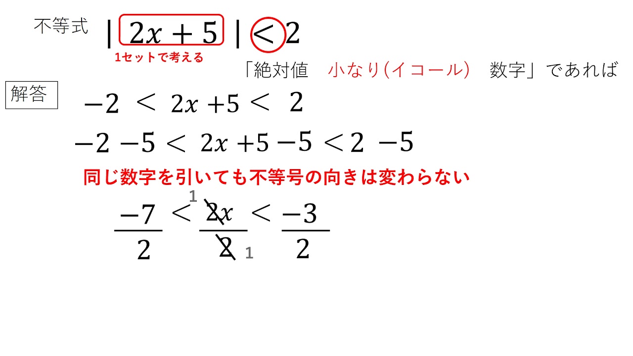 右辺数字絶対値の方程式不等式の計算問題
