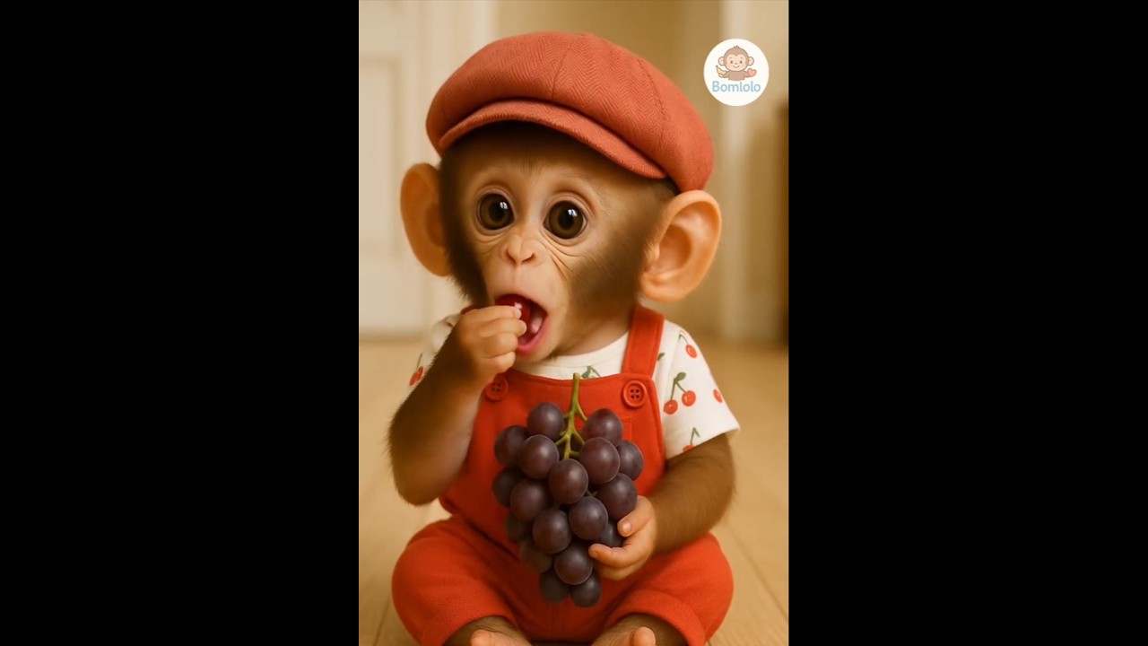 baby monkey eating grapes 🍇