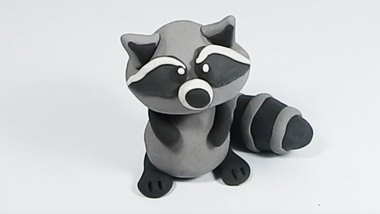 Cómo hacer un mapache de plastilina paso a paso fácil, explicado, porcelana fría