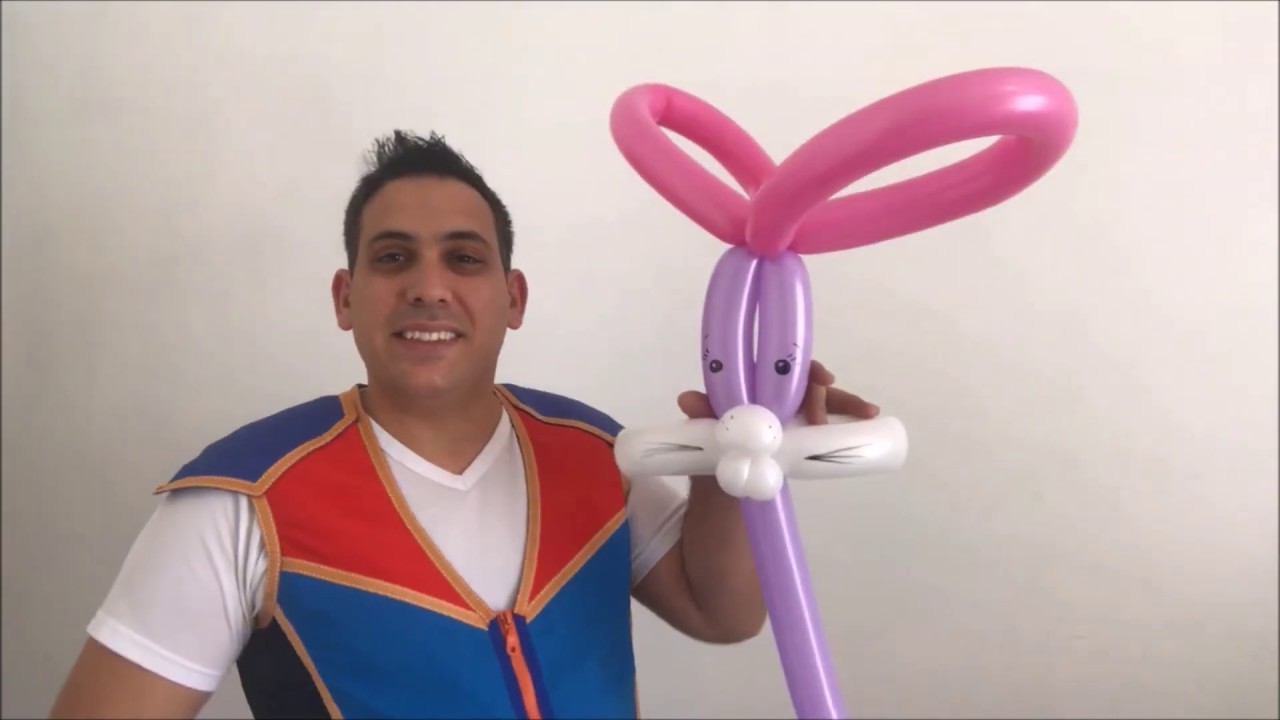 אמן הבלונים אלוני בלוני מלמד איך עושים צורות עם בלונים  שיעור מספר 18   ארנבת גדולה