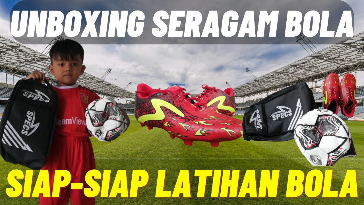 UNBOXING SATU SET SERAGAM SEPAK BOLA - PAKAIAN, SEPATU, BOLA, KAUS KAKI, TAS, PELINDUNG BETIS