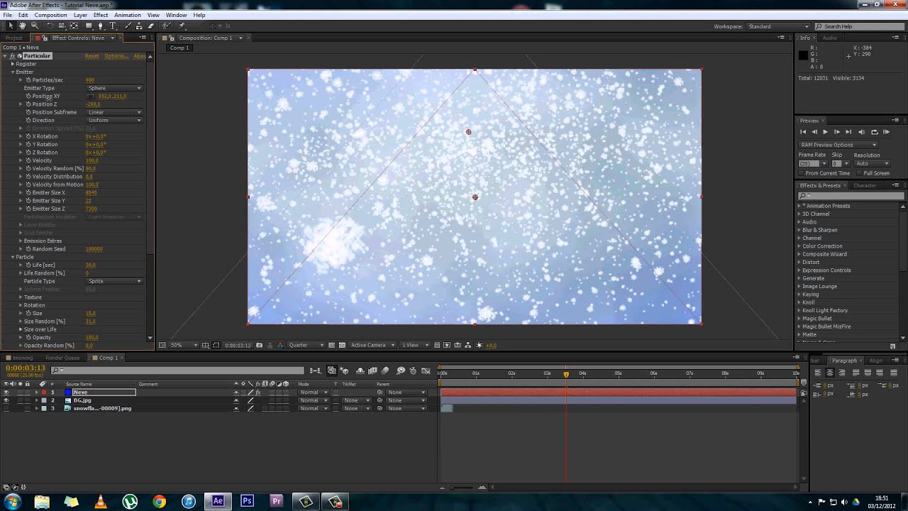 Tutorial After Effects: Effetto Neve