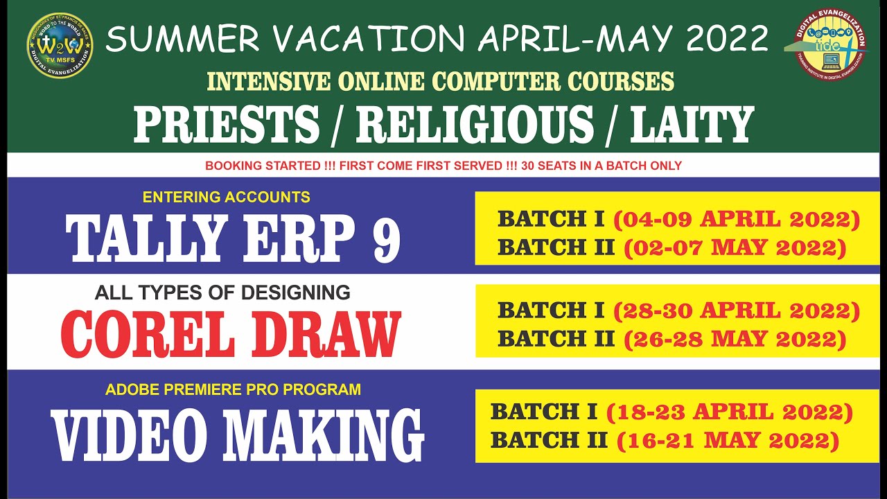 SUMMER VACATION ONLINE CLASSES FOR PRIESTS & RELIGIOUS | APRIL-MAY 2022 | W2W TV MSFS BY FR. ALBERT