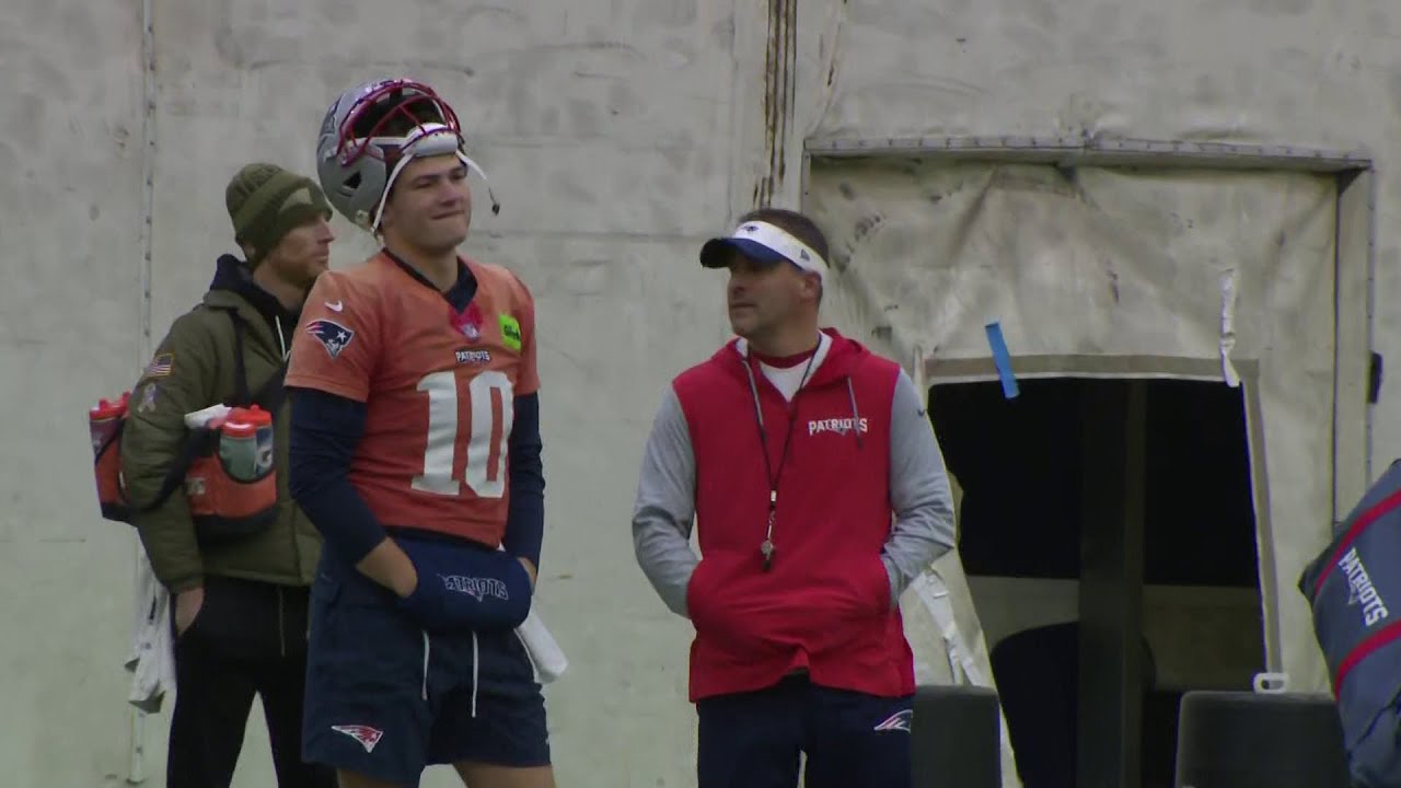 Patriots practice for Super Bowl with QB Drake Maye on injury report