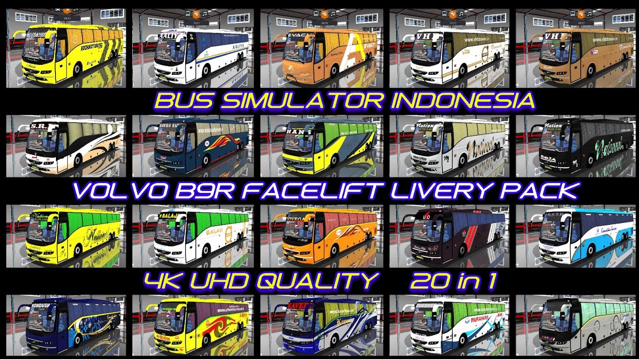 top 20 Volvo b9r Facelift Semisleeper livery pack_Bus Simulator Indonesia (Bussid)_ibs gaming_