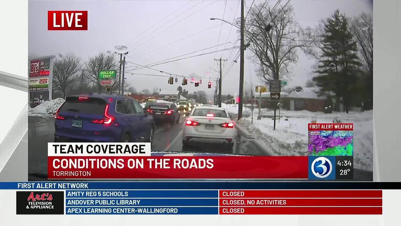 FIRST ALERT WEATHER TRACKER: Road conditions in Torrington at 4:34 p.m.
