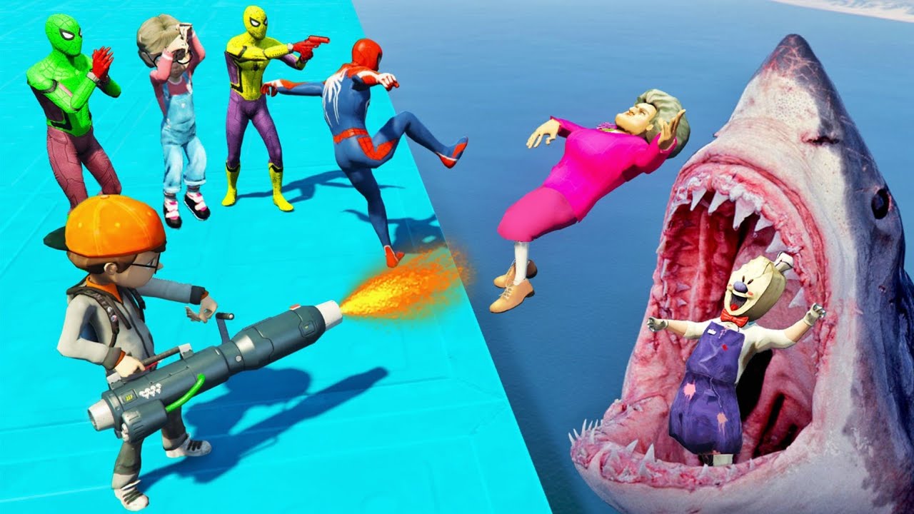Scary Teacher 3D - Spiderman's Dream Become True, Nick Revenge Mission (Shark Attack) Game Animation