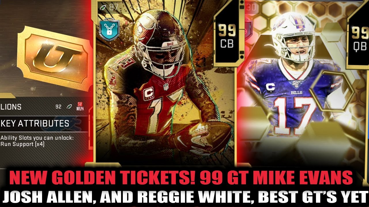 INSANE NEW 99 GOLDEN TICKETS! GT MIKE EVANS, JOSH ALLEN, WHITE! THE BEST GOLDEN TICKETS! | MADDEN 20