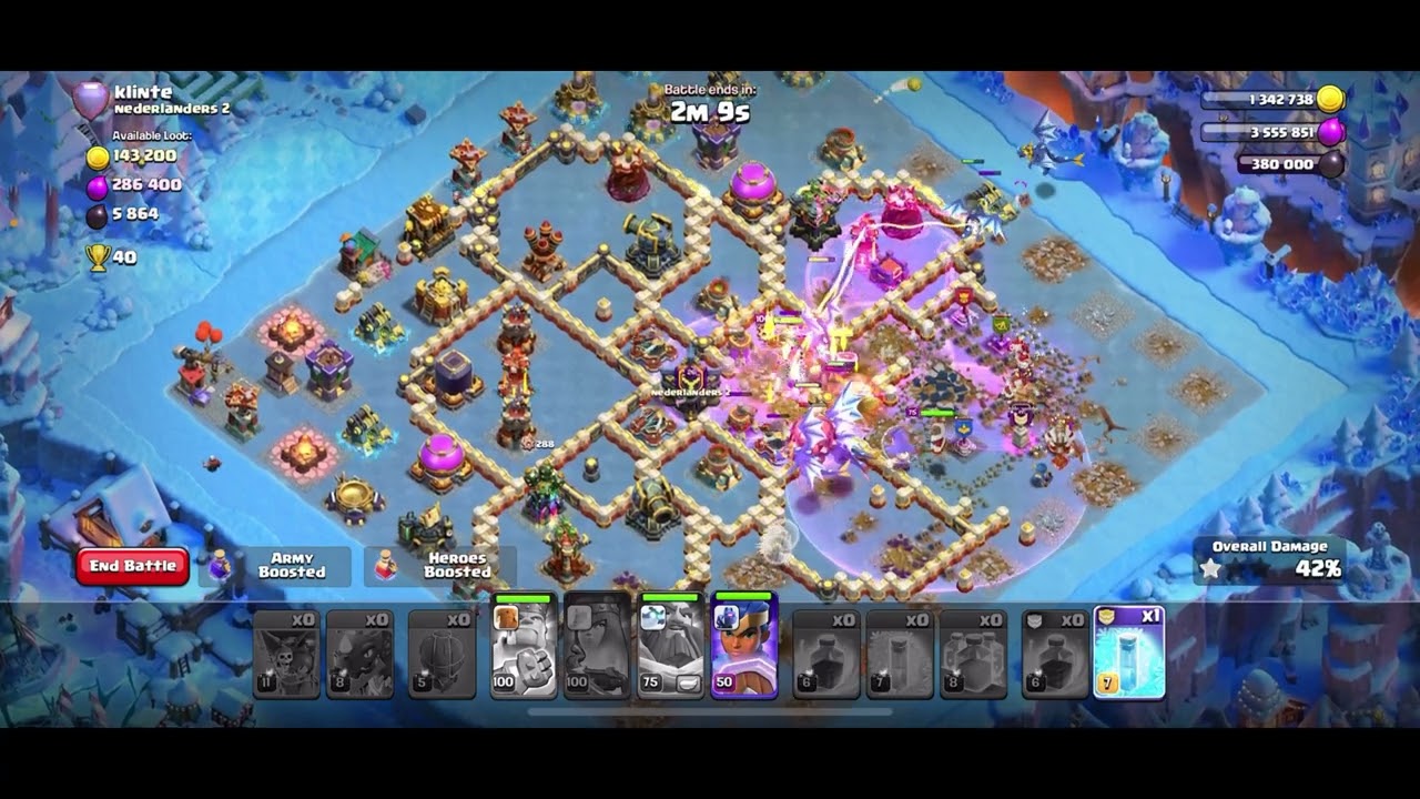 #clashofclans town hall 17 attack 17 get 3 stars by balloon 16 electro dragon 8