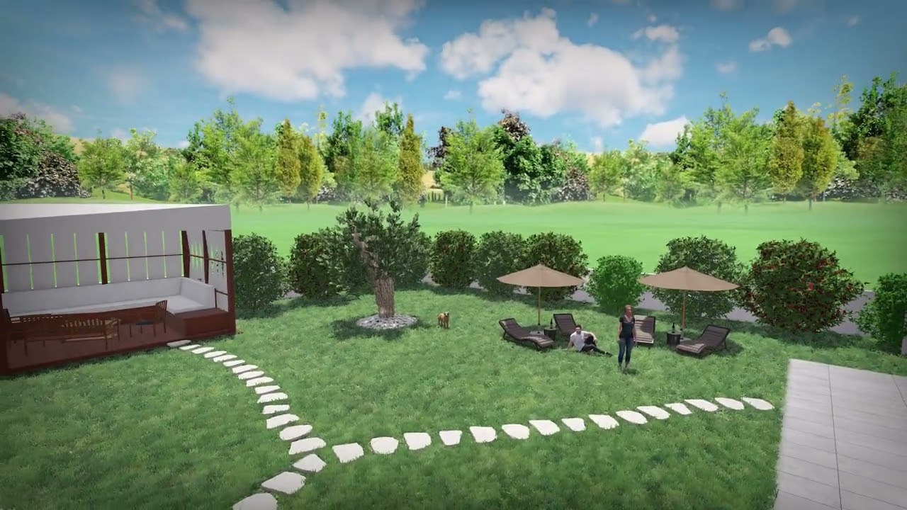 Render villa con piscina
