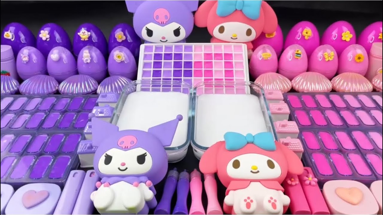 MY MELODY vs KUROMI SLIME  Satisfying Slime Mixing with Glitter DIY Slime