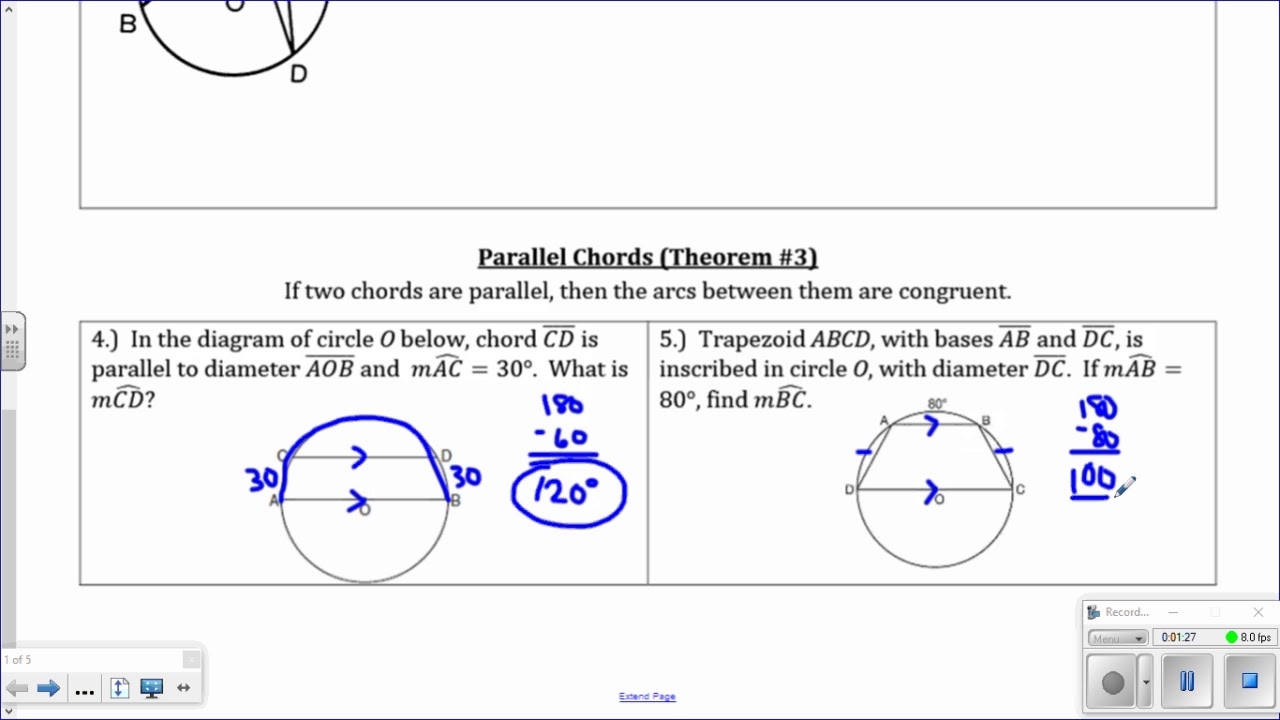 10.7 Congruent Chords and Parallel Chords