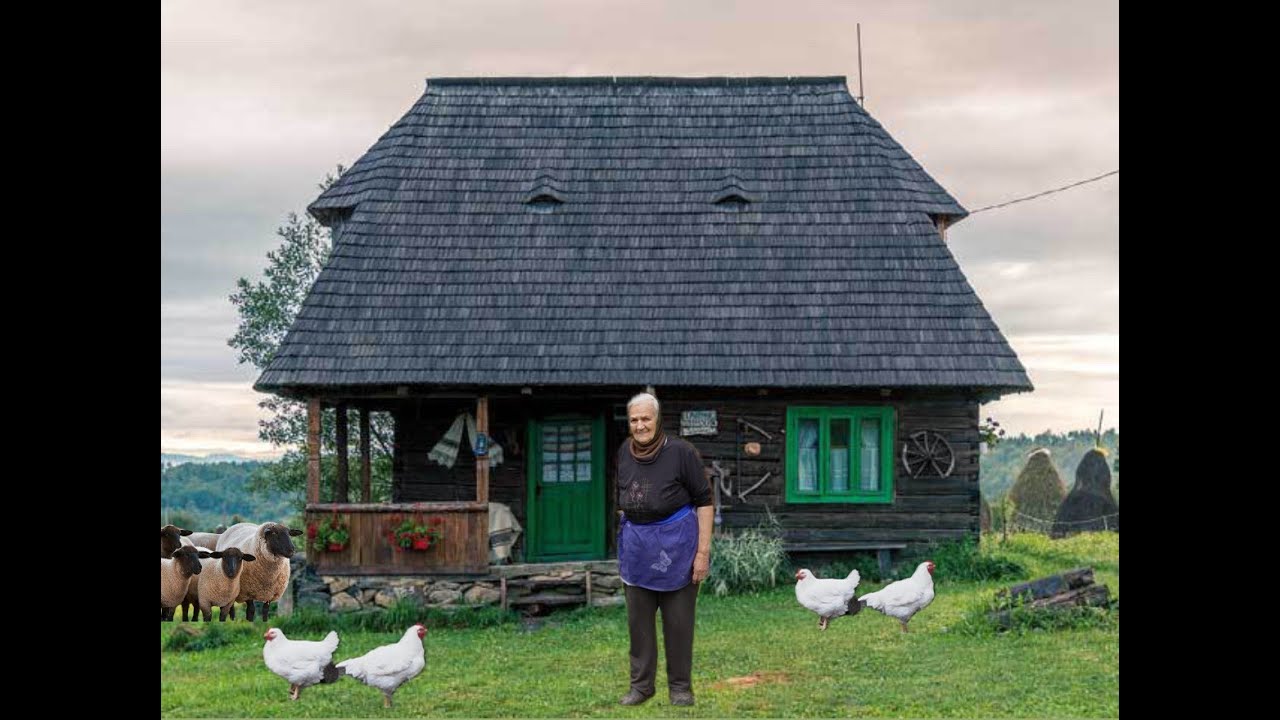 Family travels to far away village to see great grandma. Cooking delicious food