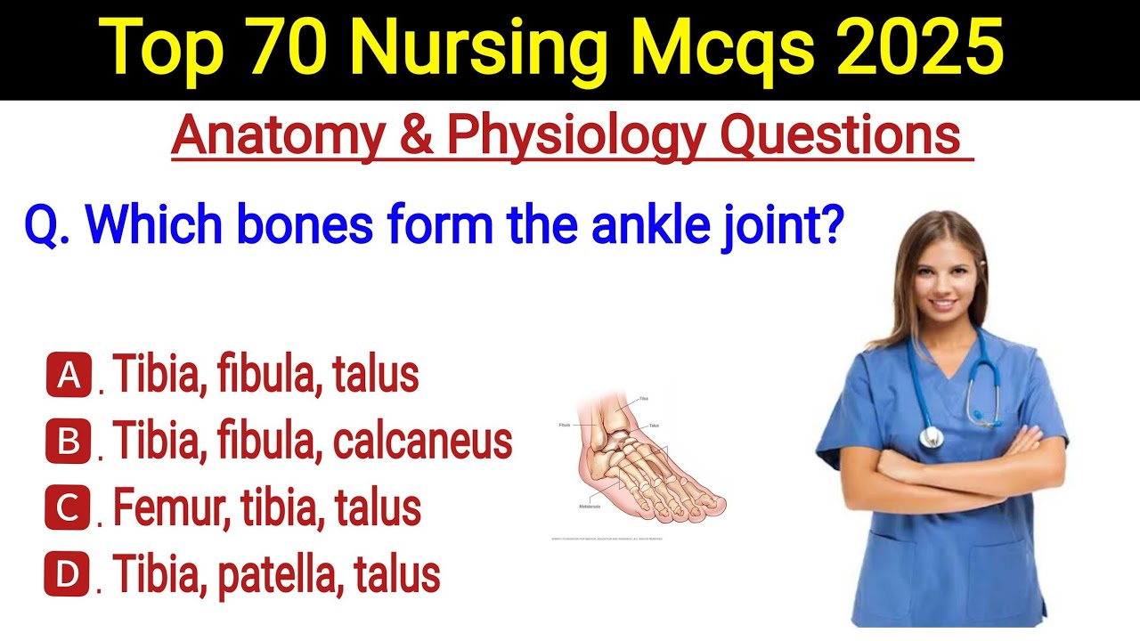 Top 70 Anatomy and Physiology Mcqs | Nursing exam preparation | All nursing exams mcqs 