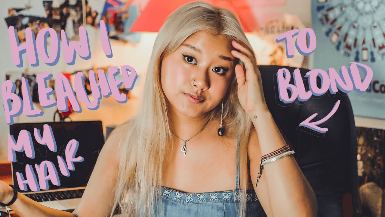 how i bleached my black asian hair to blonde at home !!