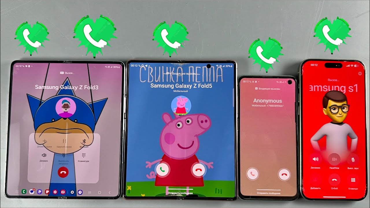 Incoming Call Samsung Galaxy Fold 5 + Galaxy Fold 2 + Samsung S10e + IPhone 15 PRO MAX 