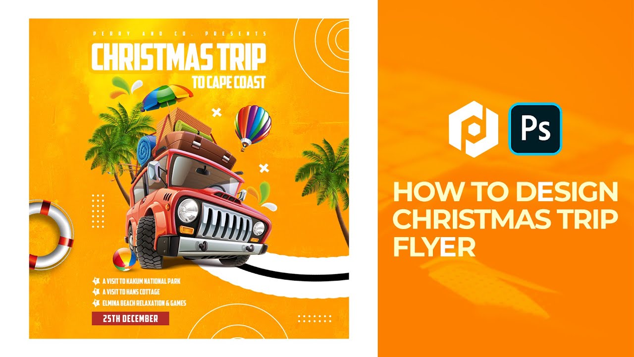 HOW TO DESIGN A CHRISTMAS TRIP FLYER  | PHOTOSHOP