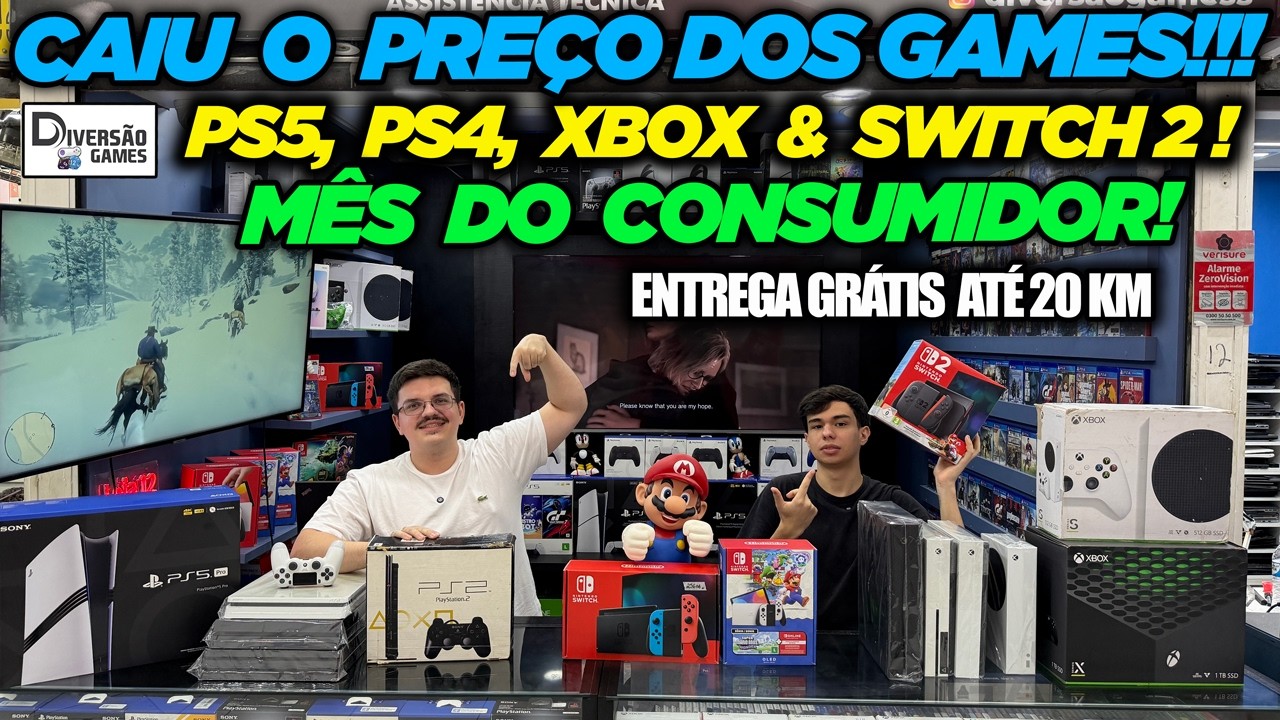 CAIU O PREÇO DOS GAMES PS5, PS4, XBOX & SWITCH 2! MÊS DO CONSUMIDOR! DIVERSÃO GAMES
