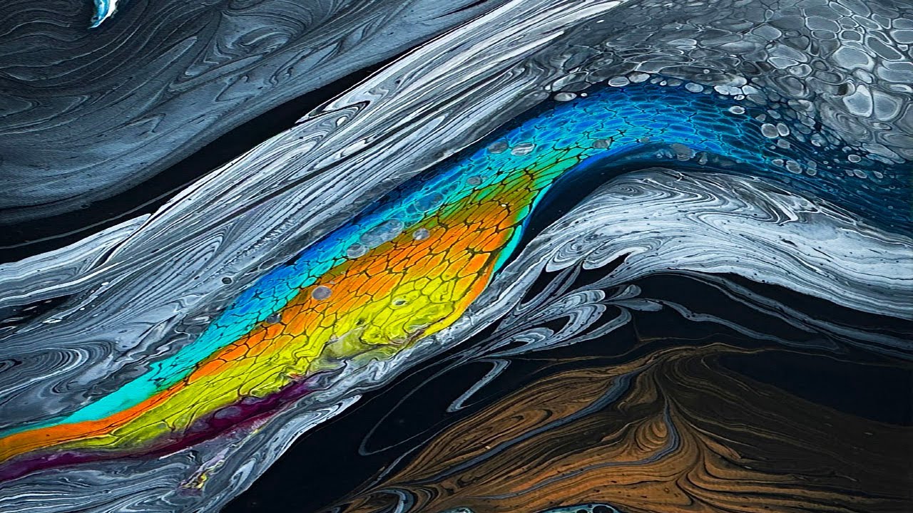 EASY Ring Pour Swipe Technique~Bird of Prey~Tons of Lacing~Acrylic Pouring~Fluid Art~184