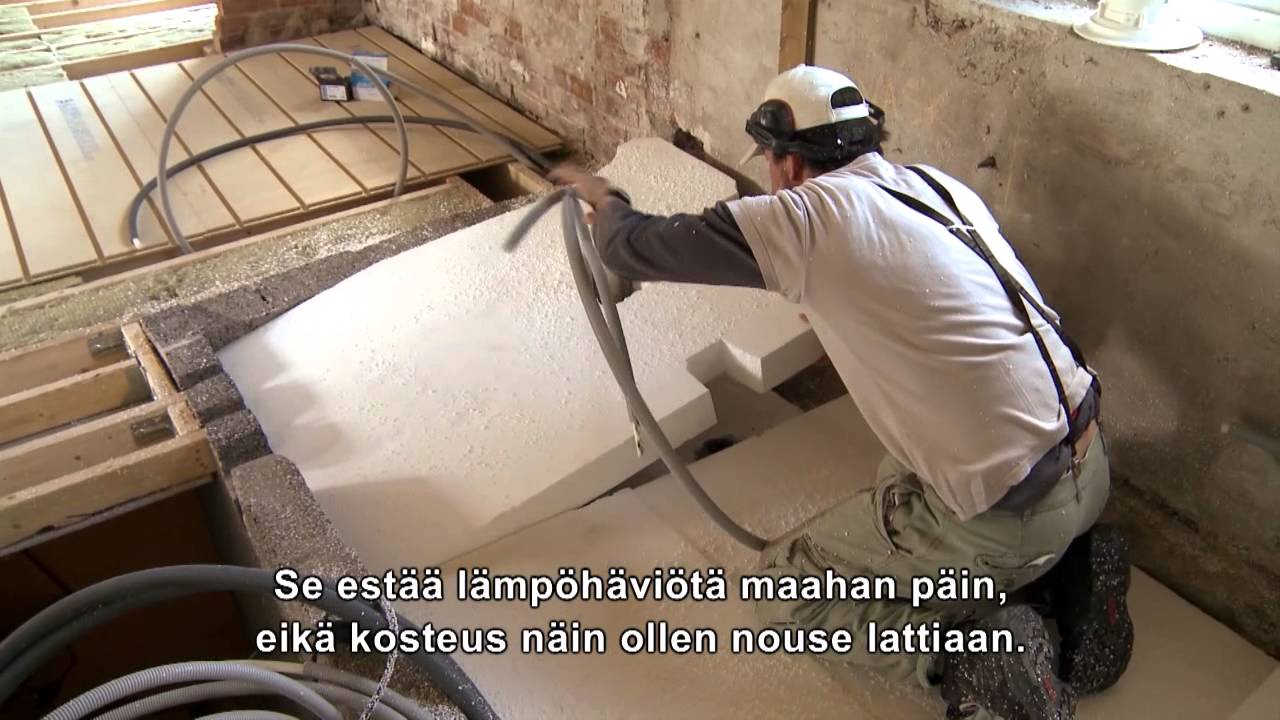 LK Lattialämmitys, Lattialämmityksen asennus saneerauskohteeseen Ruotsin Möllebackenissa.