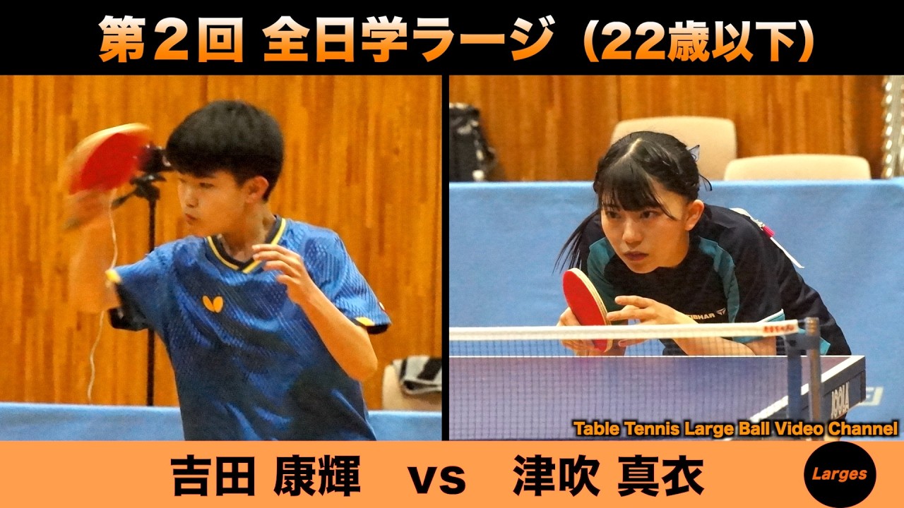 【ラージボール】吉田康輝vs津吹真衣　第２回 全日学ラージ【卓球動画】Table Tennis Large Ball Videos