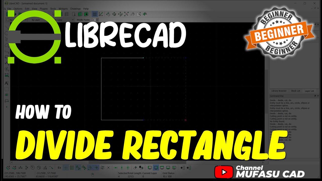 LibreCAD How To Divide Rectangle