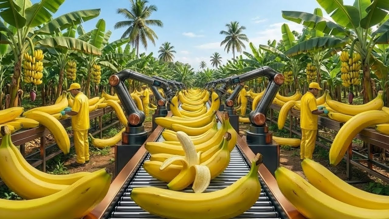 Inside a modern banana processing plant: From the factory to the processing areas. (Full process)