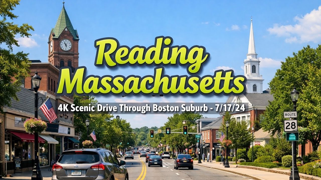 🚖 Reading Massachusetts | 4K Scenic Drive Through Boston Suburb - 7/17/24