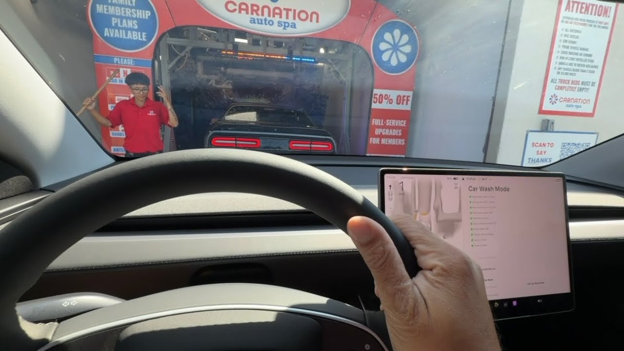First time going through a car wash in my 2026 Tesla Model Y Juniper! How does car wash mode work?