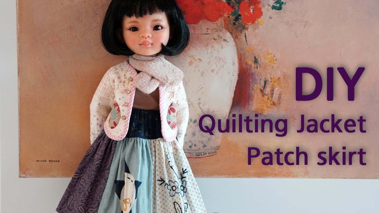 인형옷 만들기 / 퀼팅자켓과 패치스커트 / Quilting Jacket & patch skirt tutorial / paola reina blythe