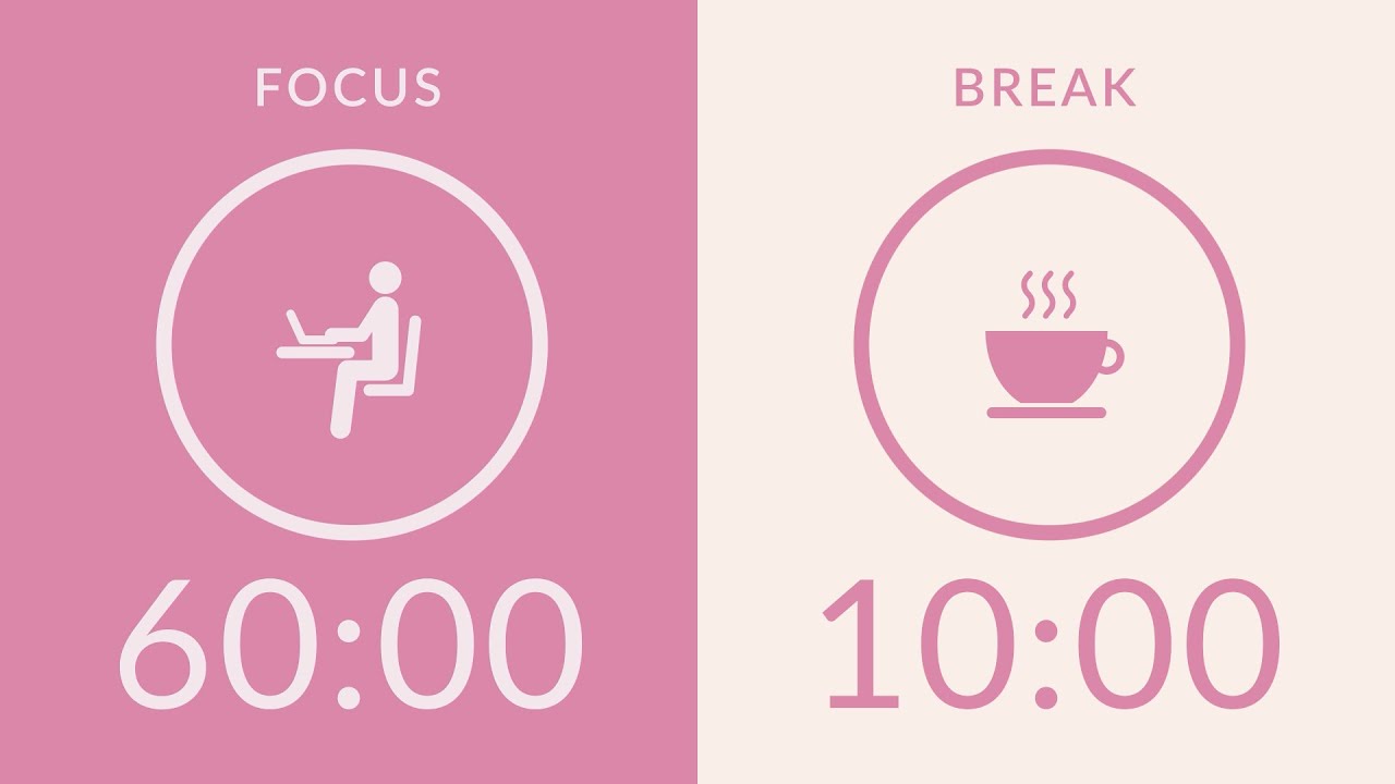 60/10 Pomodoro Timer with Pink Noise 🎧 4-Hour Study with Me for Deep Focus & ADHD ✨