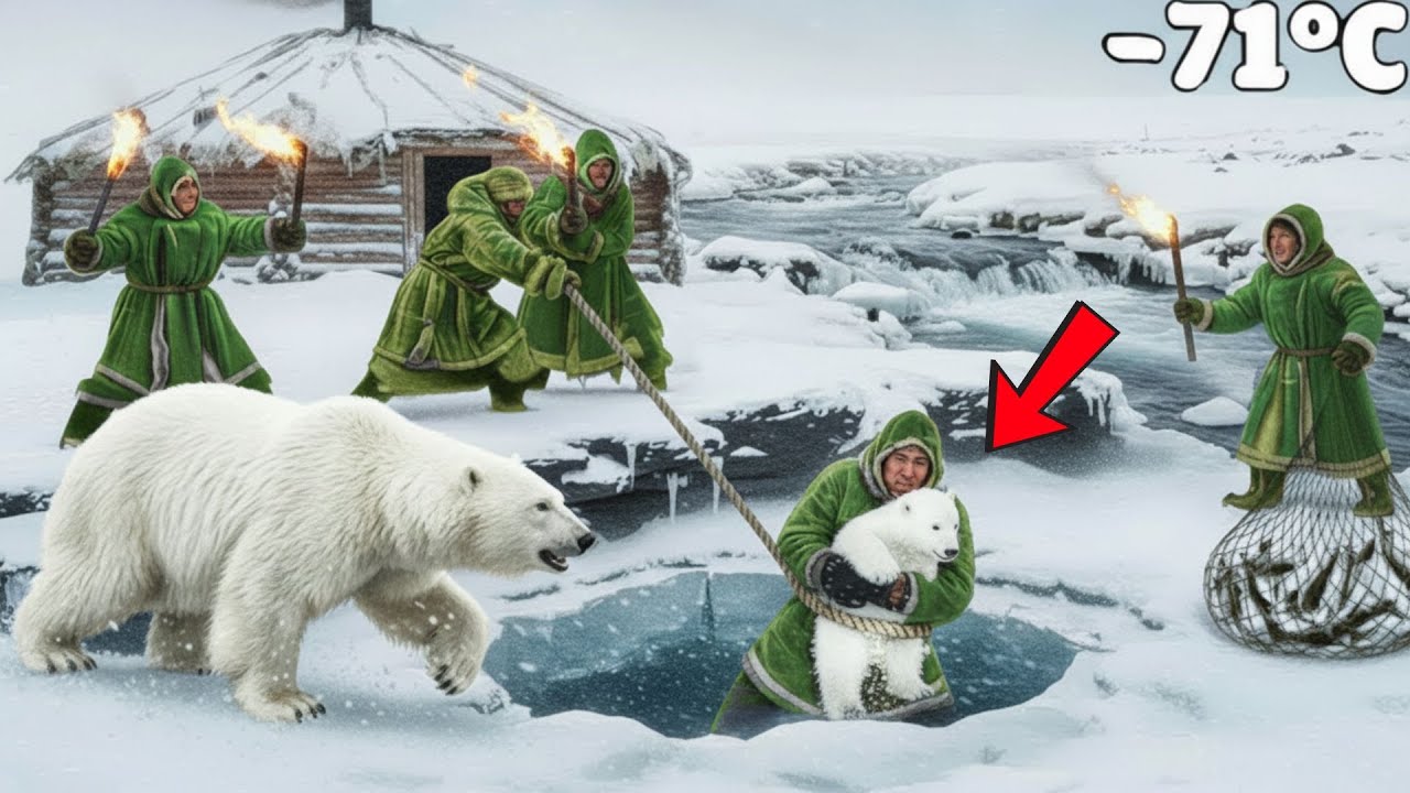 SURVIVAL AT -71°C | YAKUTIA VILLAGERS SAVE A POLAR BEAR CUB DURING A FISHING TRIP BY AN ICY STREAM