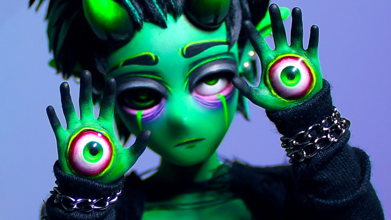 I made an ENVY DEMON! 👁️ Seven Sins Custom OOAK Art Doll repaint