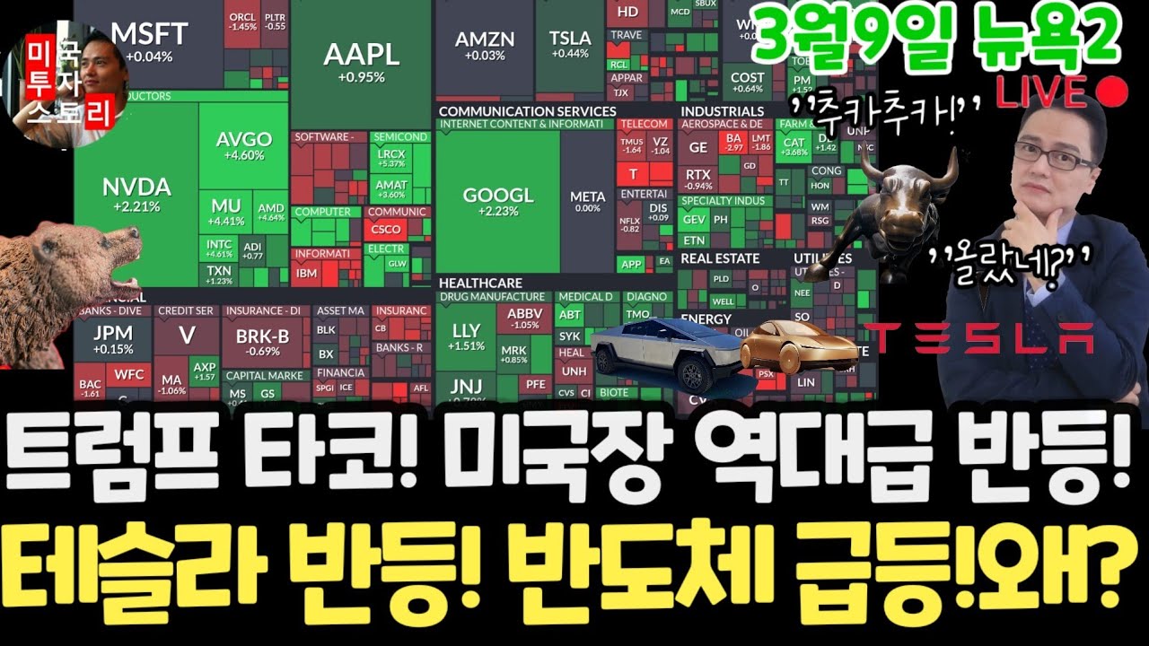 미국주식시황/트럼프 타코!이란전쟁끝?테슬라 엔비디아 구글 애플 아마존 메타 마소 팔란티어 아이온큐 QBTS 삼성전자 MU 브로드컴 오라클 코어위브 샌디스크 비트코인 금은 힘스 노보