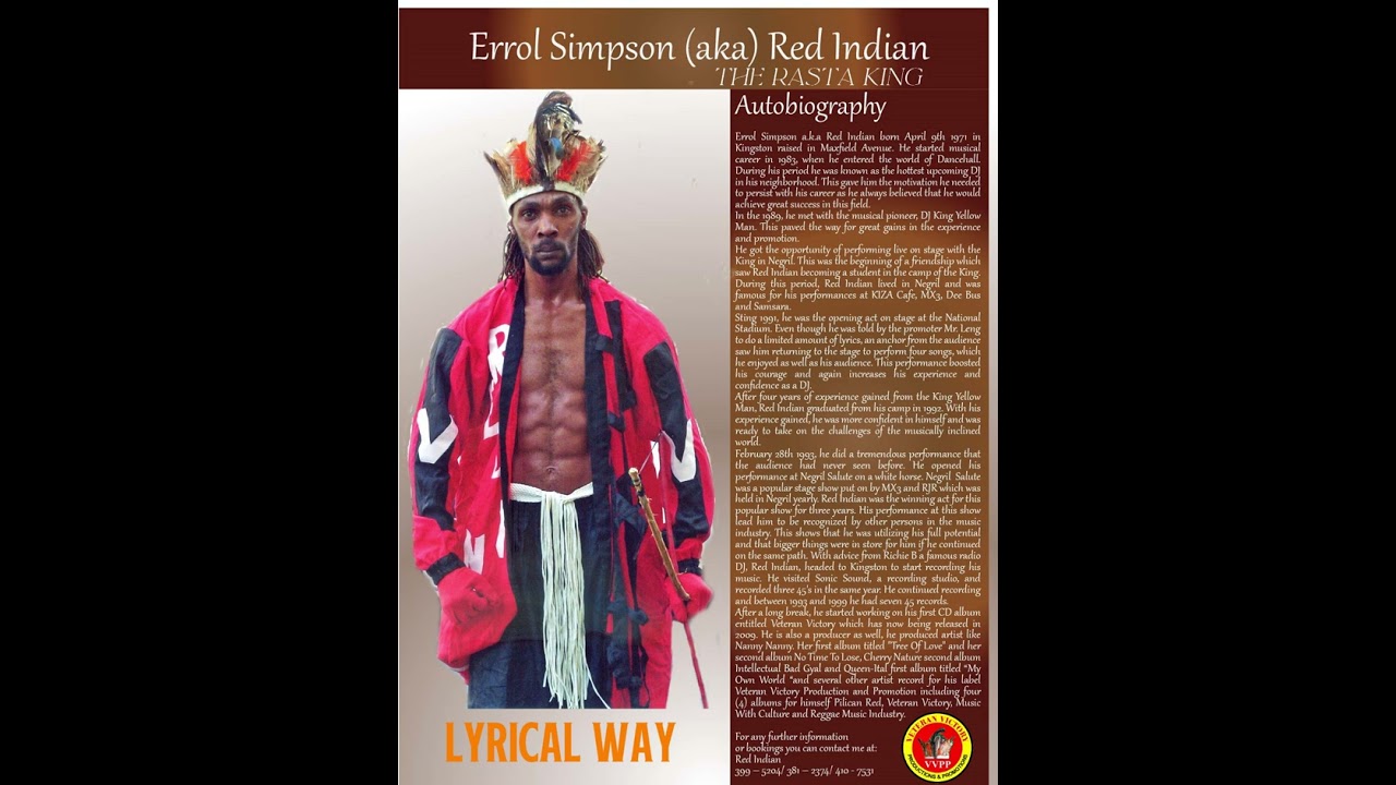 RED INDIAN THE RASTA  KING LYRICAL WAY