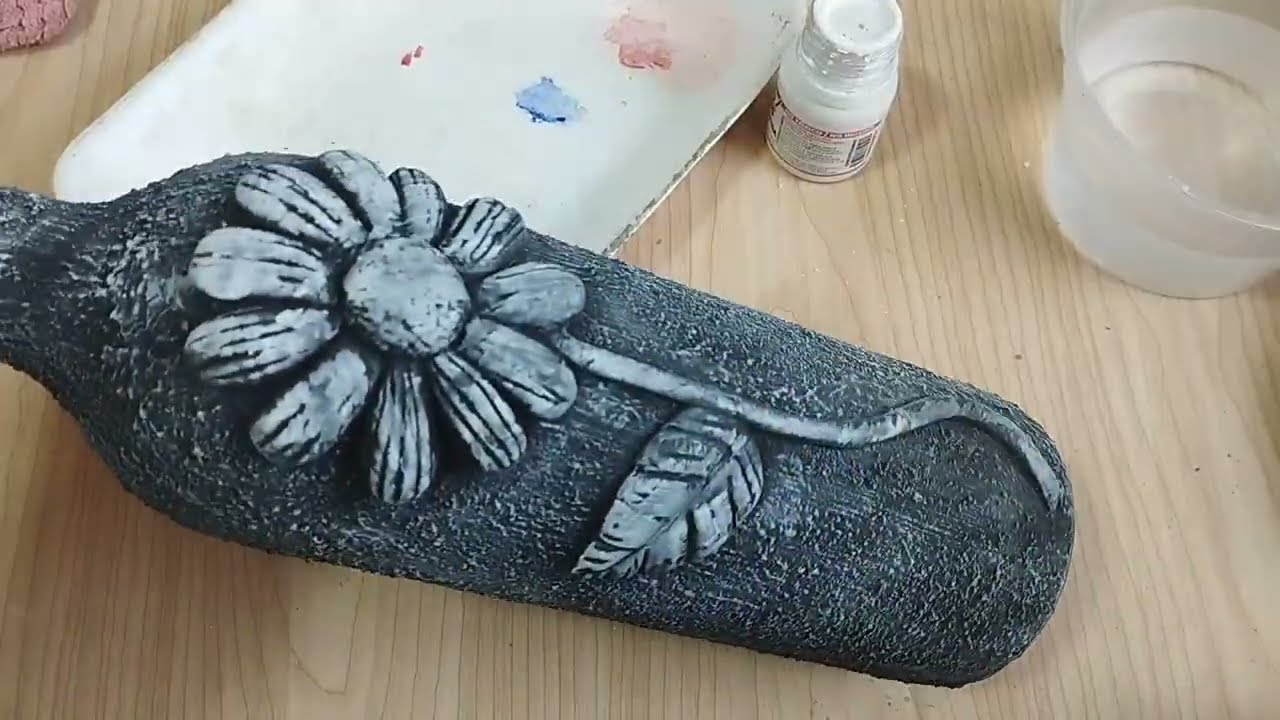 DECORA BOTELLAS DE VIDRIO CON CEMENTO, FÁCIL Y RÁPIDO!